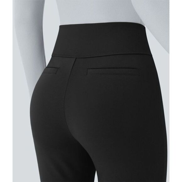 Halara Flex High Waisted Decorative Button Back Pocket Slight Flare Work Pants S - Picture 5 of 13